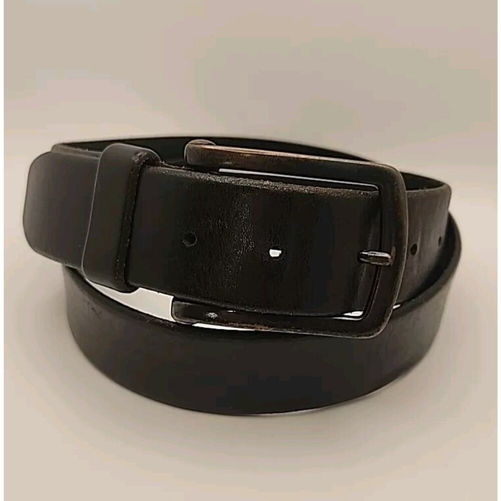 ROUNDTREE & YORKE 36 Black Leather Work Belt Black Buckle Work Casual